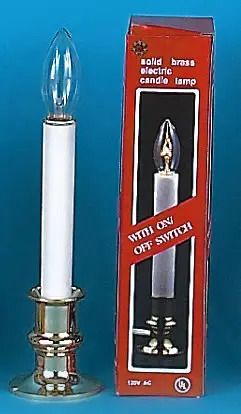 Brass electric candle lamp and box