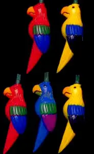 Vibrant parrot toys with varied colors