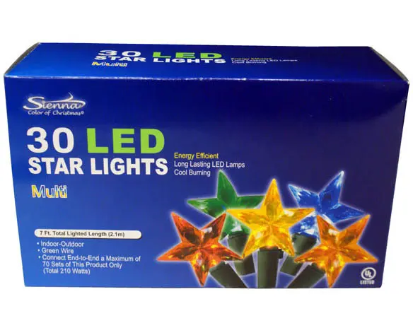 30 LED star lights packaging