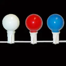 Three colorful bulbs in a row