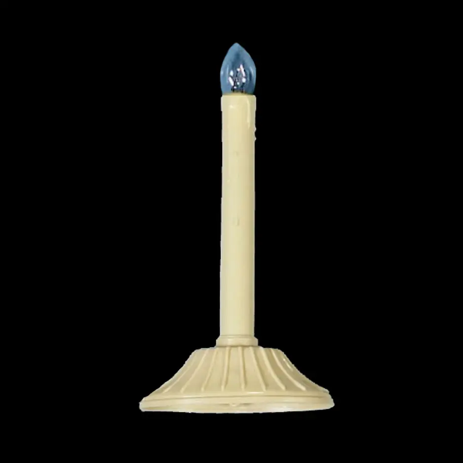 Candle with blue flame on stand