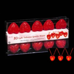 Decorative heart-shaped lights in box