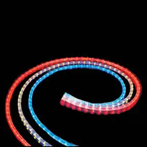 Glowing red and blue LED rope