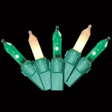 Green and white string lights