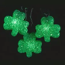 Glowing green shamrock decorations