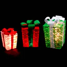 Festive light-up gift boxes display