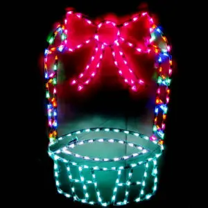 Glowing multicolored basket with bow lights