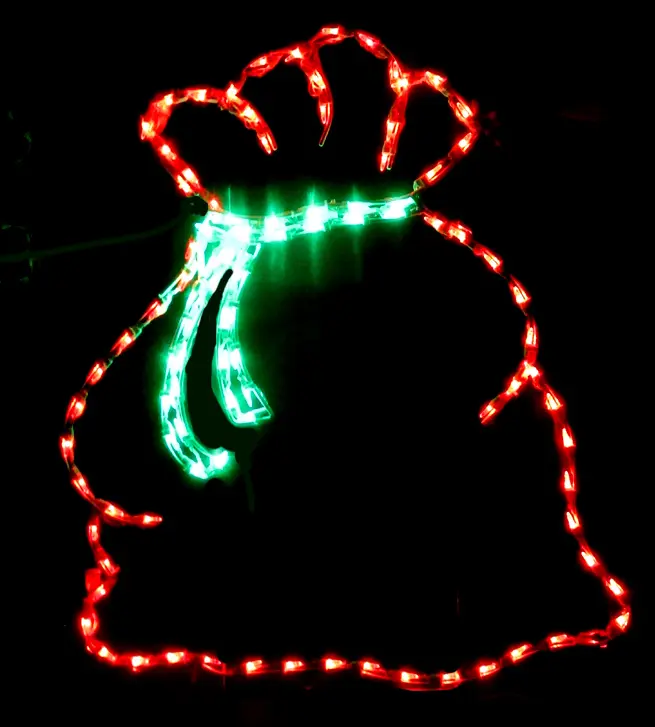 Glowing sack with red and green lights