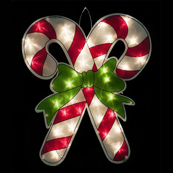 Lighted Window Candy Cane
