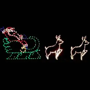 Large Santa Sleigh w 2 Reindeer