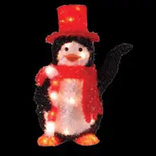 Lighted Penguin with Candy Cane