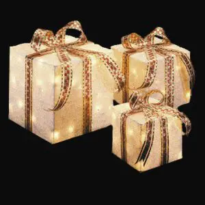 3 White Lighted Gift Boxes
