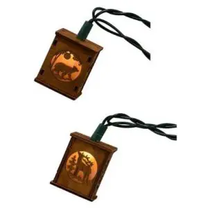 Wooden Bear and Deer Lantern Lights
