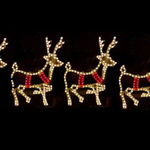 Antique Santa Sleigh Deer Set