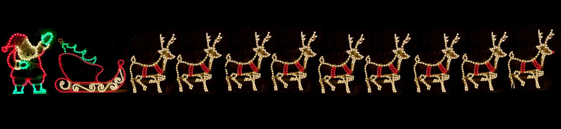 Antique Santa Sleigh Deer Set