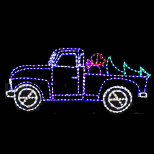 Truck made of colorful Christmas lights