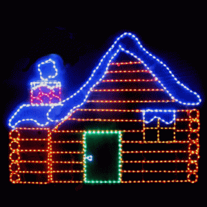 LED Snowy Log Cabin
