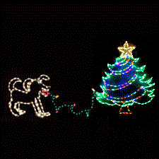 Animated Dog Pulling Lights